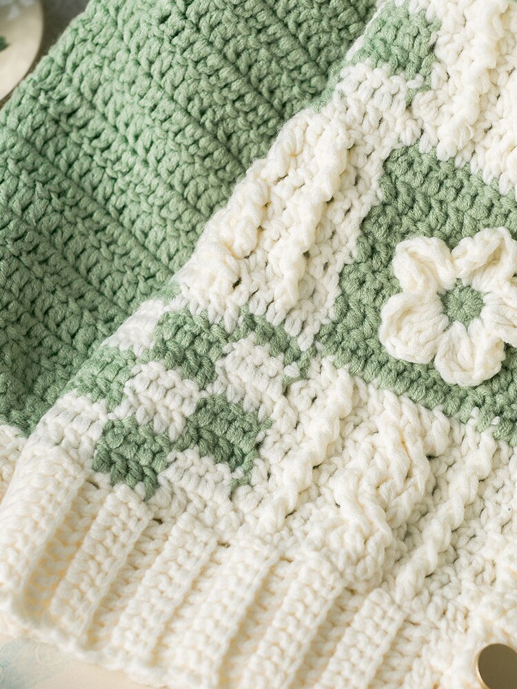 New mommy's handmade spring language color-blocked cardigan hand-knitted homemade diy material package wool ball to pass the time