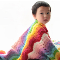 New mommy hand wool woven wave rainbow blanket baby hand cover DIY video material package tutorial