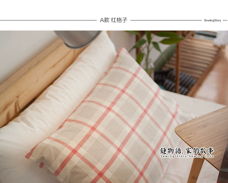 Câu chuyện may Chủ nghĩa tự nhiên Giặt bông Vỏ gối Bông nguyên chất kiểu Nhật Bản Không sọc bông sọc 48 * 74cm Độc thân - Gối trường hợp