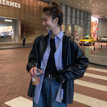 Spring and autumn 2020 new Korean ins retro Hong Kong flavor bf loose and wild leather jacket jacket top female student