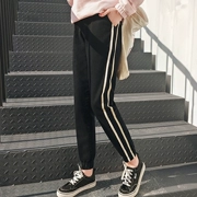 Mùa xuân và phiên bản Hàn Quốc của ulzzang Harajuku bf lỏng cao eo cao bồi hoang dã chín điểm quần chân harem quần nữ sinh viên s