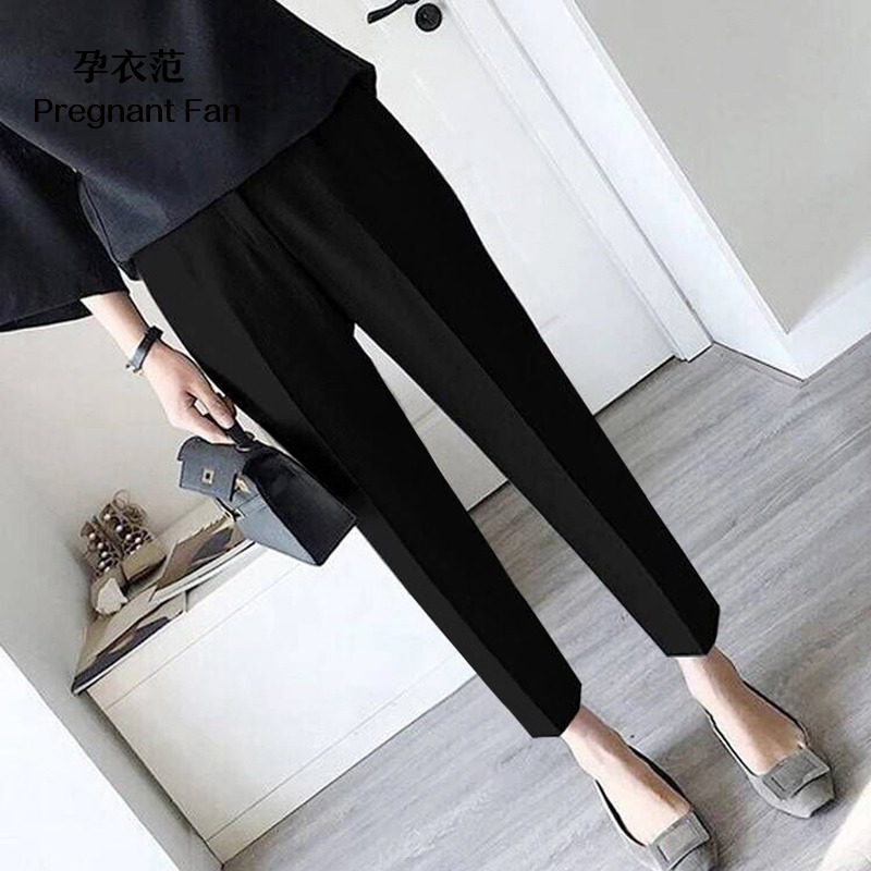 Pregnant Woman Pants Spring Autumn Outside Wearing Loose Thin Summer 90% Career Black Western Dress Pants Straight Tube Pregnant Woman Broadlegged Pants