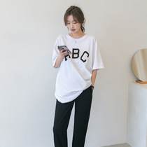 Summer new gestational woman dress Korean version fashion printed short sleeve T-shirt foreign air weight reduction and loose big code sleeve headcoat tide