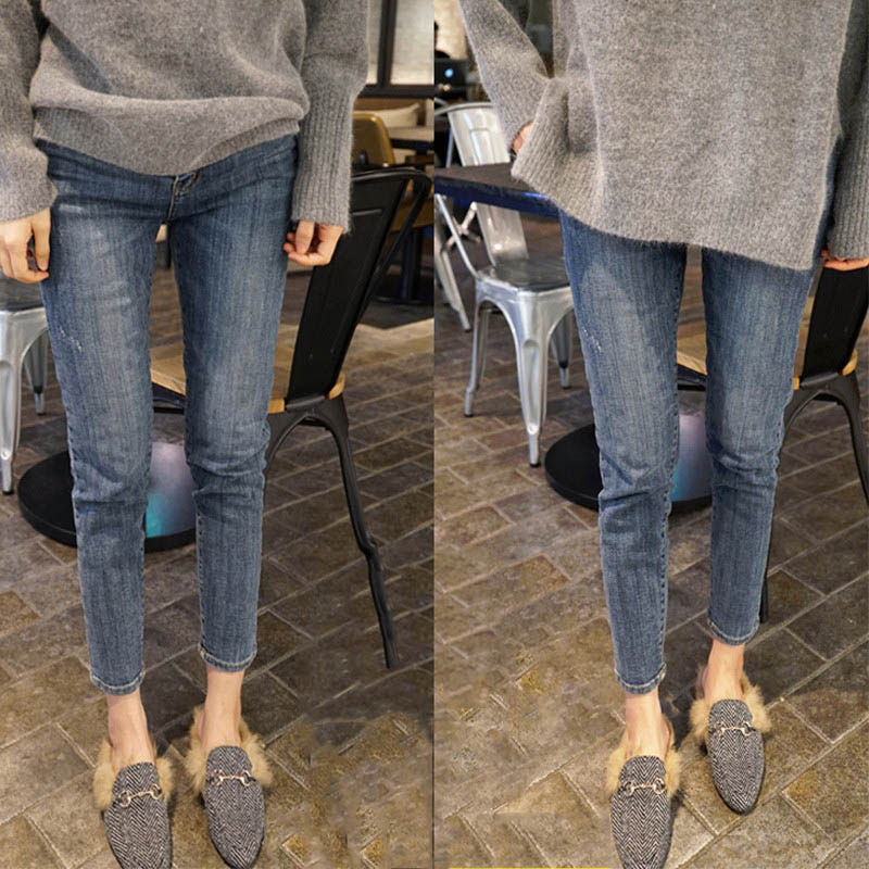 Pregnant women's pants spring and summer wear new fashion trousers to go out to show slimming pregnant women's jeans nine-split