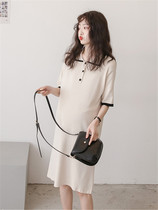 Pregnant Woman Summer Dress Dress Dress Damp Mother 2022 Fashion style Ice Silk Dresses Mid-Length Style Banging on Breastfeeding Clothes