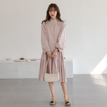 Pregnant woman dress with dress spring dress New fashion outside wearing a lactation long dress Loose Big Code Foreign Air Medium Long shirt dress