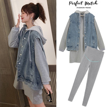 Pregnant womens autumn suit fashion 2021 net red pregnant womens dress age personality early Autumn Spring and Autumn two sets