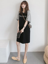 Pregnant woman T-shirt with long section spliced pure cotton pregnant woman summer dress dress 2022 new short sleeves Thin Round Collar T-shirt Dress