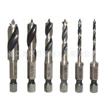 Cross-border high-speed steel 4241 inch three-point woodworking drill 1 4 hexagonal handle integral twist drill two edge two groove drill bit