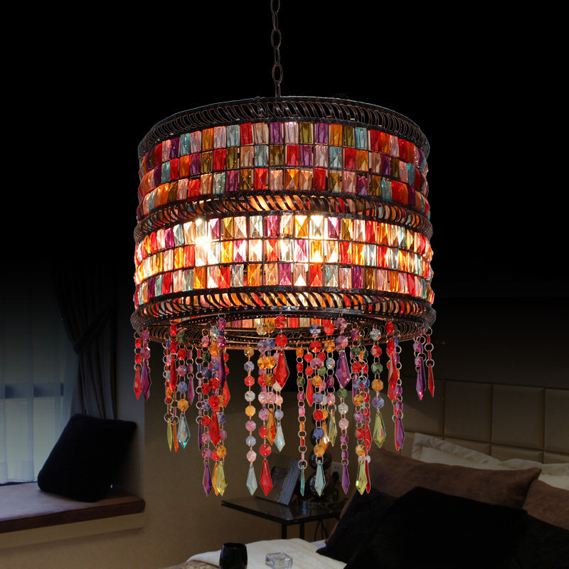 Nordic Gorgeous color Crystal Palace Tiny new retro hanging lamp Atmosphere Living room Lamp Exotic Bedroom Light Dance Hall bar Light