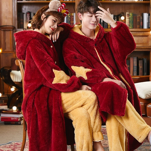 Демисезонная пижама для влюбленных, коралловое бархатное демисезонное флисовое зимнее термобелье, большой размер