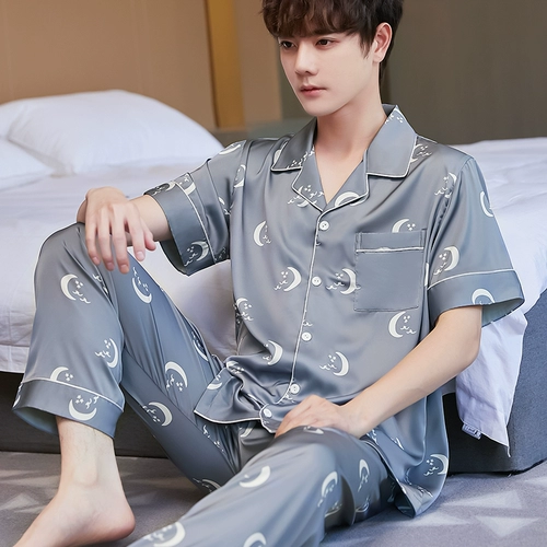 Шелковая летняя тонкая пижама для отдыха, осенний лонгслив, комплект, короткий рукав