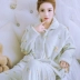 Bộ đồ ngủ flannel dễ thương và ngọt ngào phụ nữ mùa đông dày san hô lông cừu dài tay phù hợp với mùa thu ấm áp của phụ nữ ở nhà - Bộ Pajama Bộ Pajama