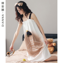 Pajamas Summer Ladies Cotton Thin Fashion Cute Cartoon Slip Dress Loose Casual Outerwear