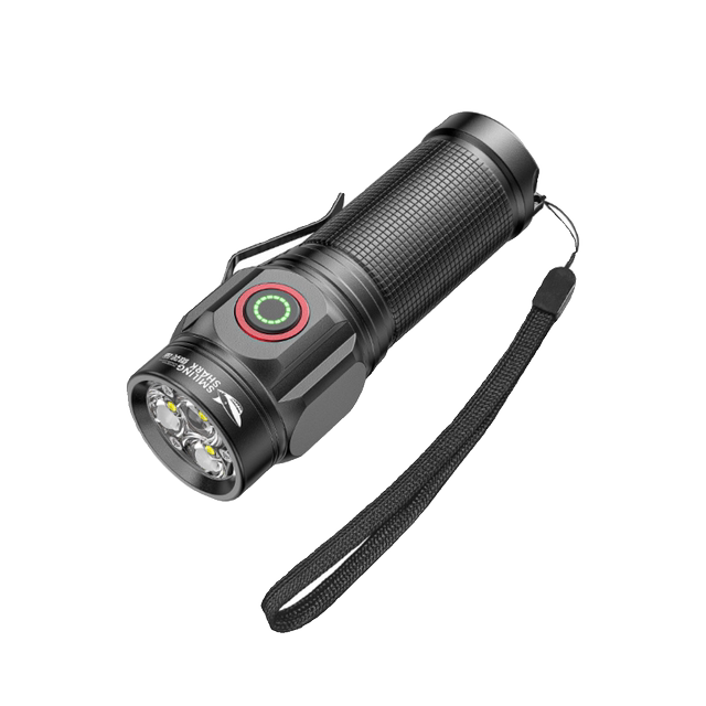 Smiling Shark Strong Light Three-Eyed Monster Flashlight Ultra-Bright Convenient Strong Magnetic Outdoor Small Long-Range Tactical Flashlight