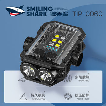 Smiling Shark Super Bright Auto Repair Work Light Multifunctional Rotating Gyro Strong Light Flashlight with Strong Magnetic Warning Light