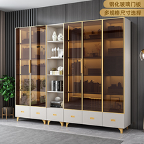  Bookcase bookshelf Modern minimalist with glass door locker shelf Free combination floor-to-ceiling display cabinet shelf bookcase