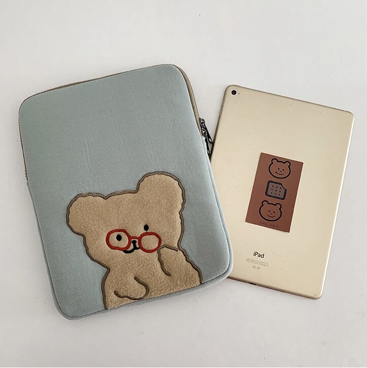 una Korean ins blogger Teteum with the same glasses bear ipad storage bag computer bag inner bag