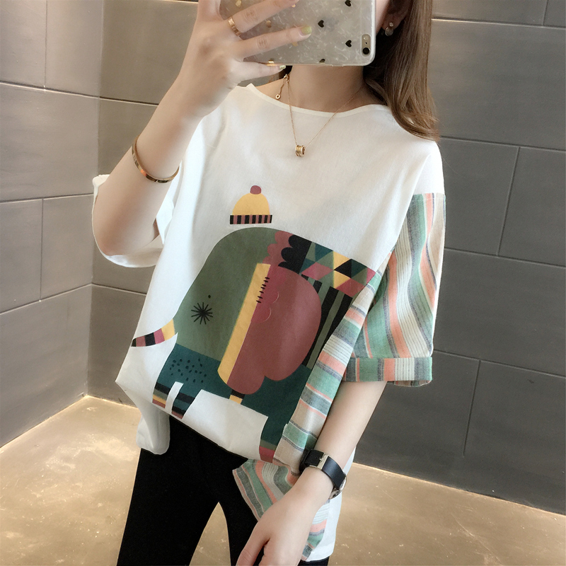 Cotton Linen Dress 2022 Summer New Linen Loose Jacket Cartoon T-shirt Woman Jersey Undershirt Short Sleeve T-Shirt Female Tide