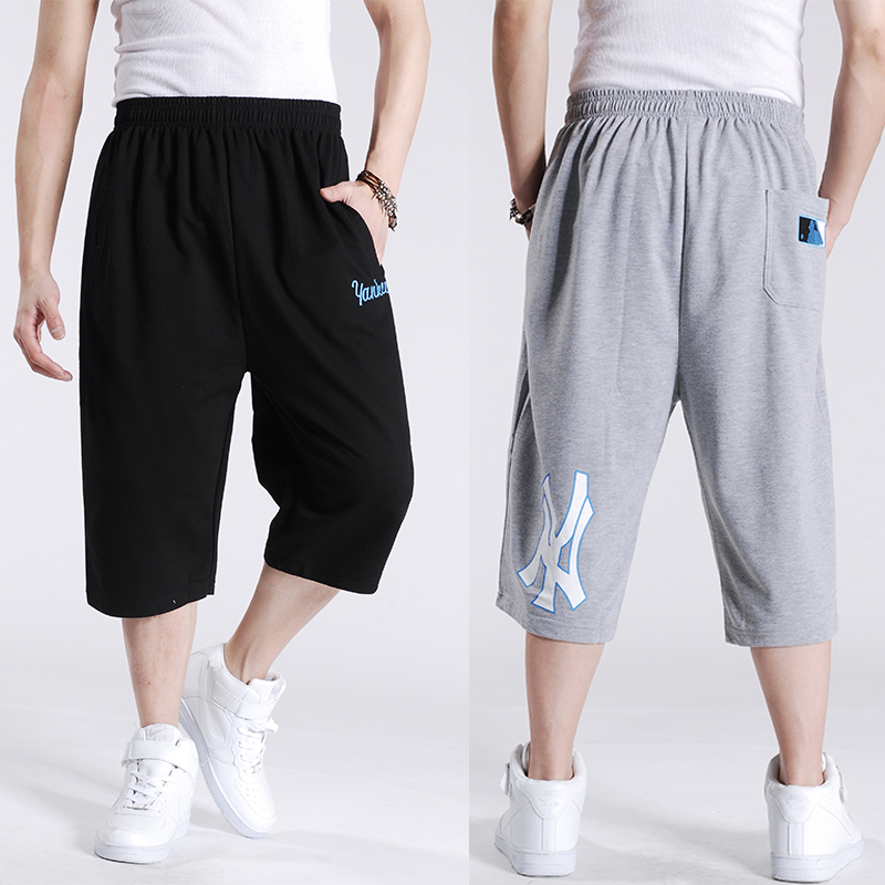 Men's 7/8 Length Sports Pants, Straight Loose Fit, Stretchy, Thin Style, Plus Size, for Big and Tall Individuals Men's 7/8 Length Sports Pants, Straight Loose Fit, Stretchy, Thin Style, Plus Size, for Big and Tall Individuals