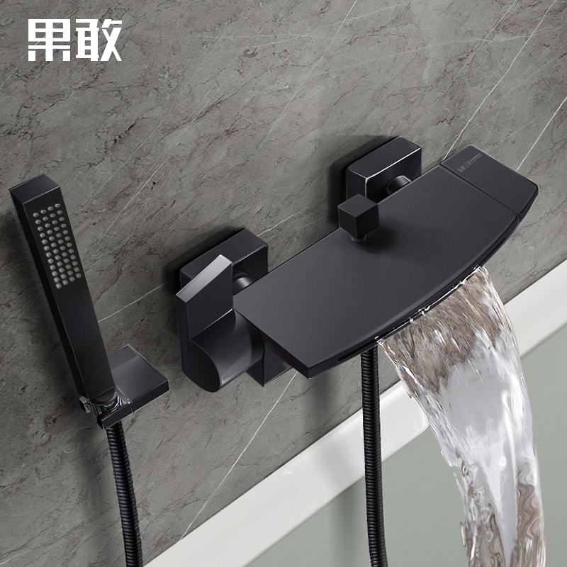 Kokang wall mounted bathtub faucet Elegant black copper waterfall shower faucet D10