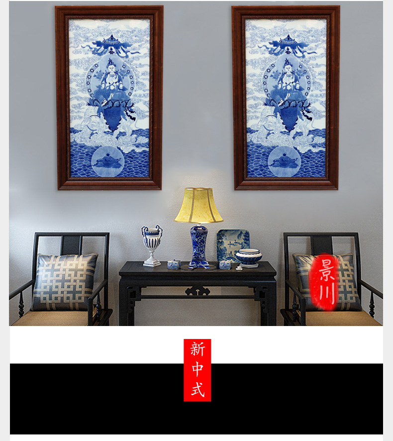 Jingdezhen ceramic blue and white figure of Buddha hand - made porcelain plate painter hangs a picture murals in the sitting room porch decoration