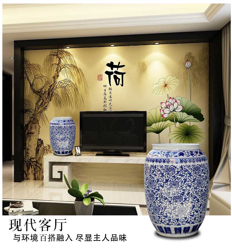 Jingdezhen ceramics bound branch lotus large vases, sitting room of Chinese style household furnishing articles decorations study calligraphy and painting to receive the goods