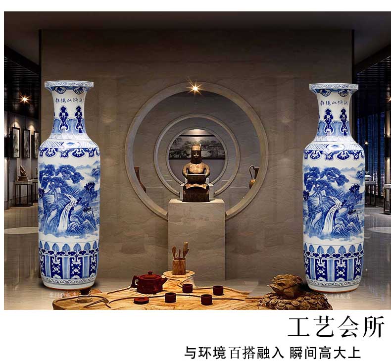 Blue and white porcelain of jingdezhen hand - made splendid sunvo sitting room adornment porcelain vase of large hotel furnishing articles with a gift