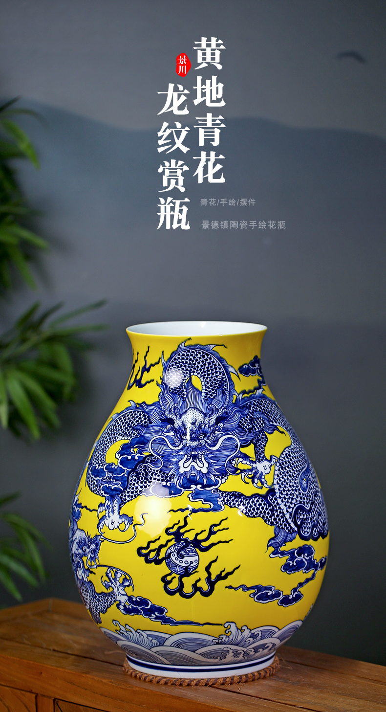 Jingdezhen blue and white dragon hand antique ceramics at home TV ark place porch calligraphy and painting to receive the goods