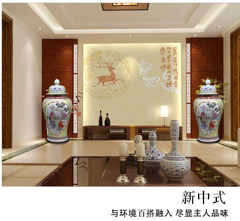 Jingdezhen ceramic general tank hand - made of pastel 18 arhats sitting room of large vase household stores furnishing articles