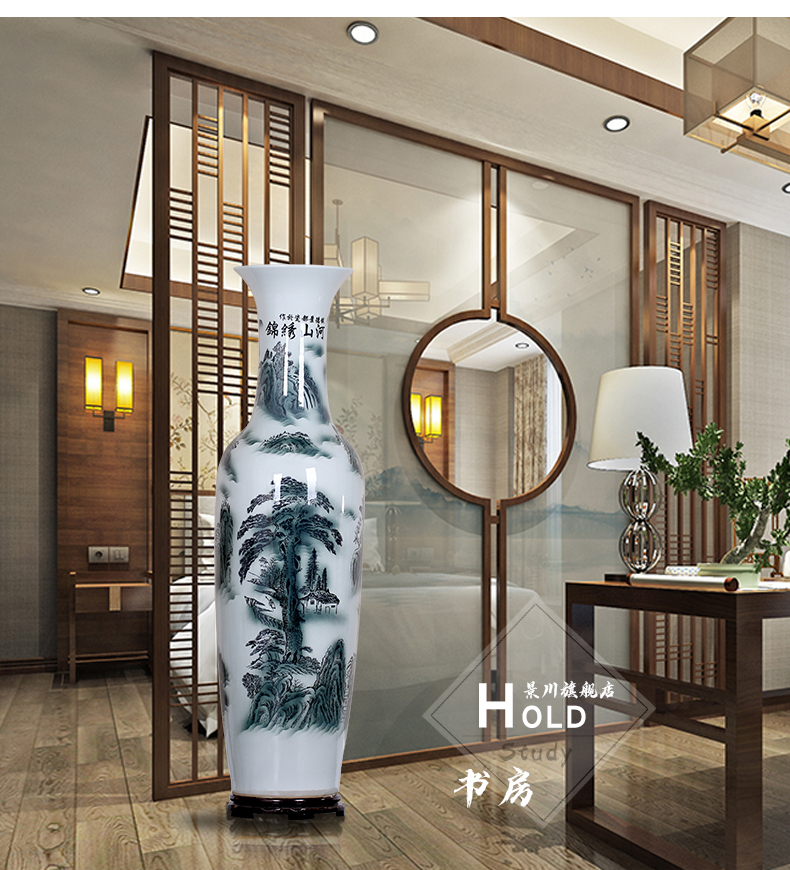 Jingdezhen chinaware bottle of archaize splendid sunvo large blue and white porcelain vase hotel furnishing articles sitting room adornment