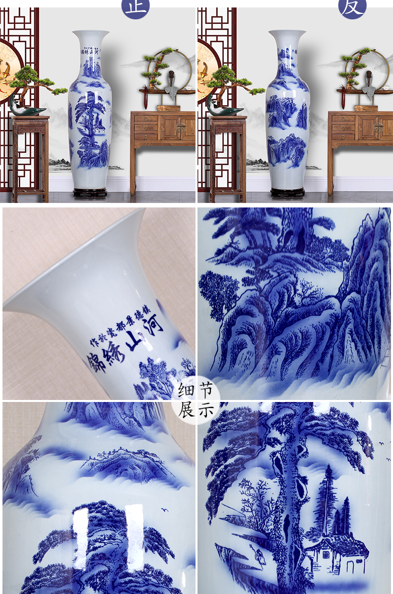 Jingdezhen chinaware bottle of archaize splendid sunvo large blue and white porcelain vase hotel furnishing articles sitting room adornment