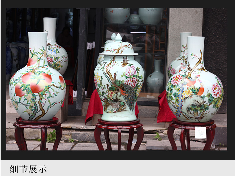 Jingdezhen ceramics hand - made powder enamel peach big vase home sitting room process mesa adornment furnishing articles