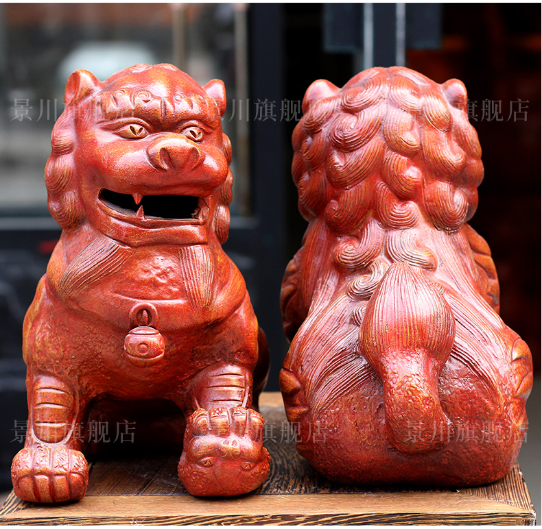 Jingdezhen purple clay its trumpet for lion town curtilage mesa desktop Chinese style furnishing articles furnishing articles feng shui lion to ward off bad luck