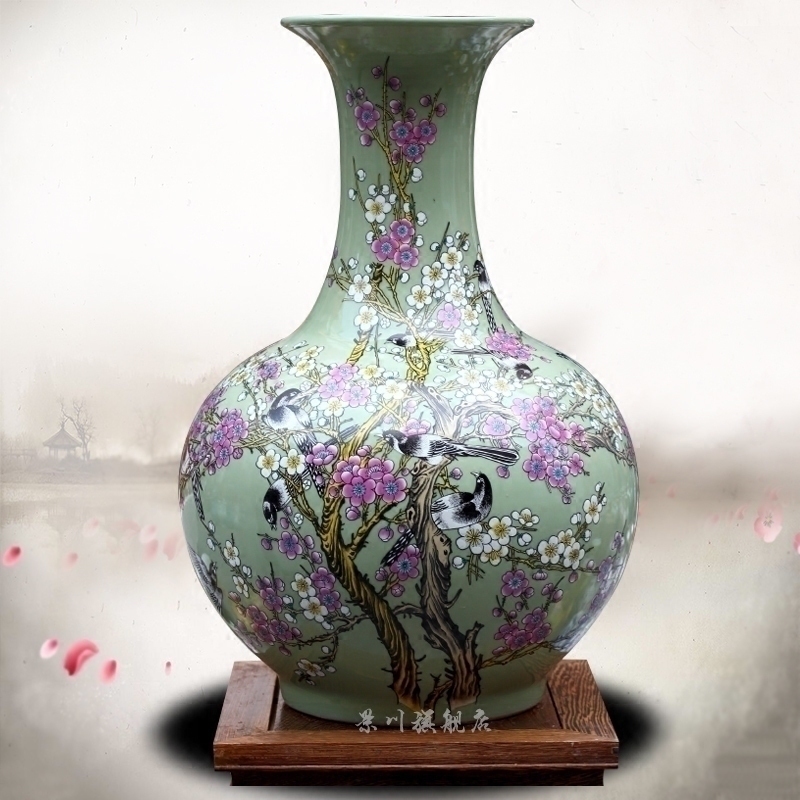 Jingdezhen ceramic xi mei tip on dry flower vases, sitting room of Chinese style household act the role ofing is tasted furnishing articles installed the multi-ethnic study of atherosclerosis (mesa)