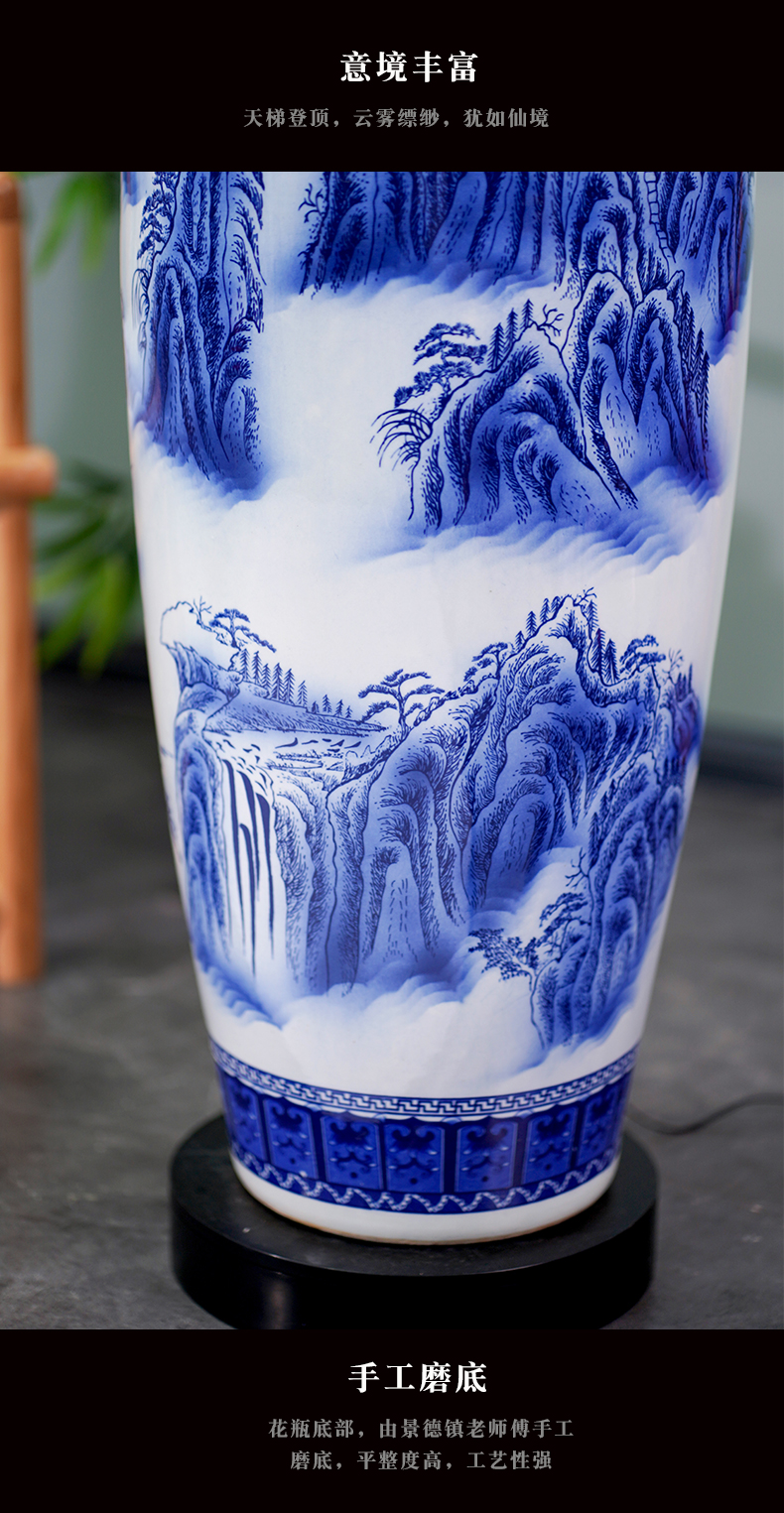 Jingdezhen blue and white porcelain was splendid landscapes of large vase furnishing articles furnishing articles home sitting room ceramic decoration