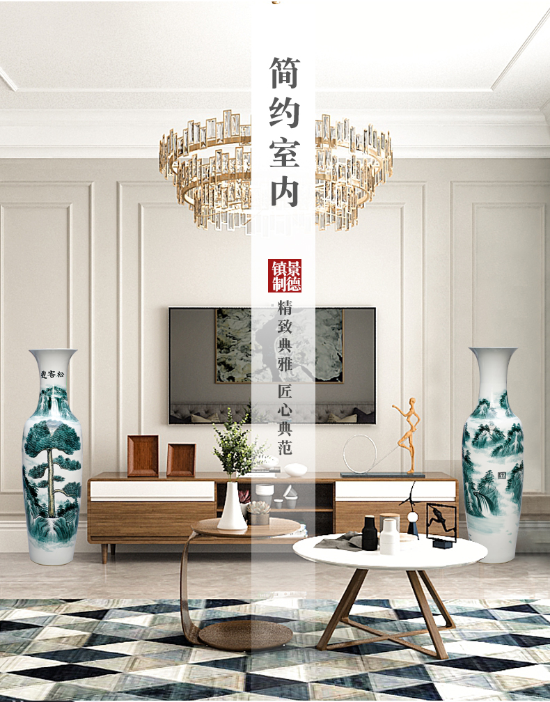 Jingdezhen ceramics hand - made guest - the greeting pine of large vases, sitting room of Chinese style household furnishing articles hotel opening gifts