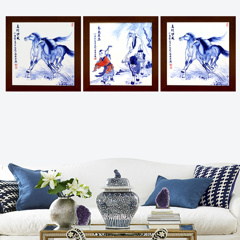 Porcelain plate painter jingdezhen hand - made archaize to hang in the living room sofa setting wall ceramic painting Porcelain plate painting square