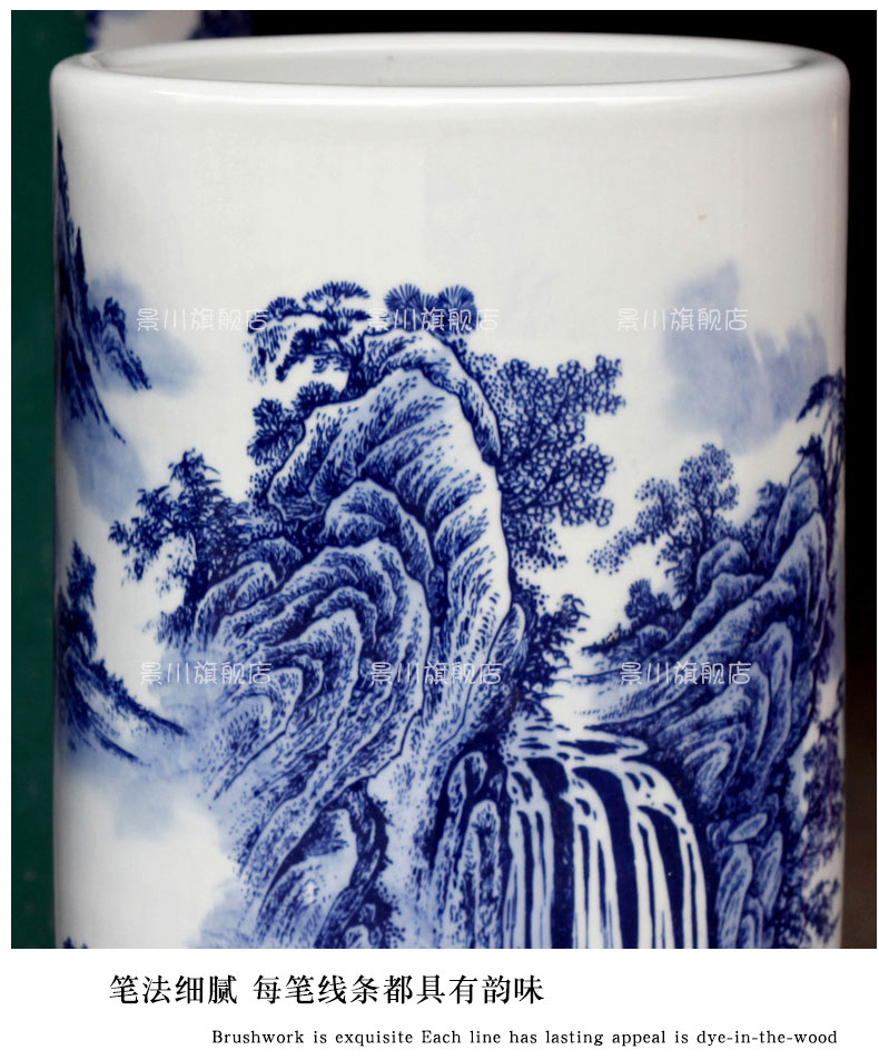 Jingdezhen blue and white porcelain is hand - made landscape painting ceramic quiver of large vases, furnishing articles home sitting room accessory products