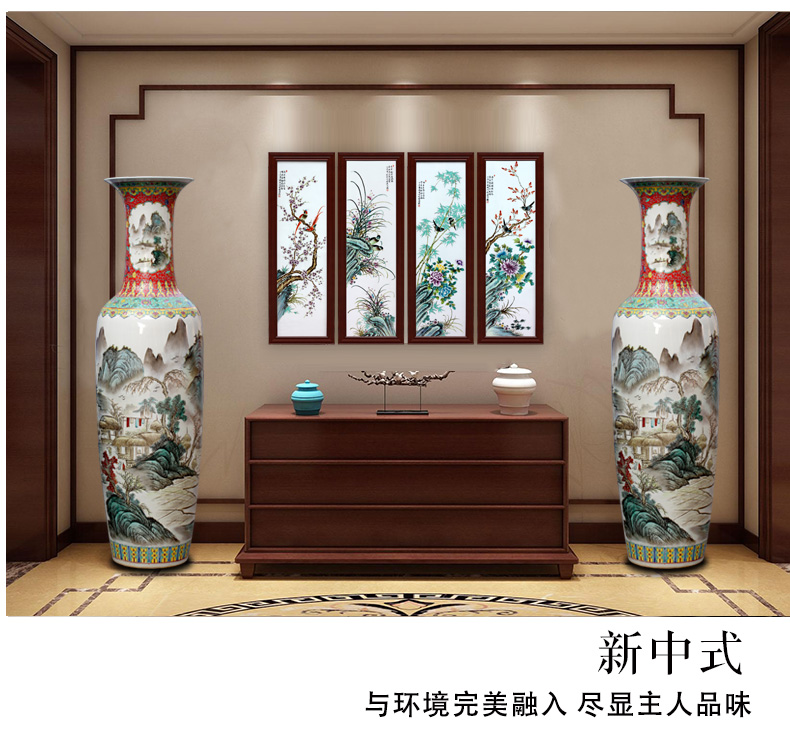 Hand made landscapes jingdezhen famille rose porcelain vase landing place to live in the sitting room shops opening gifts