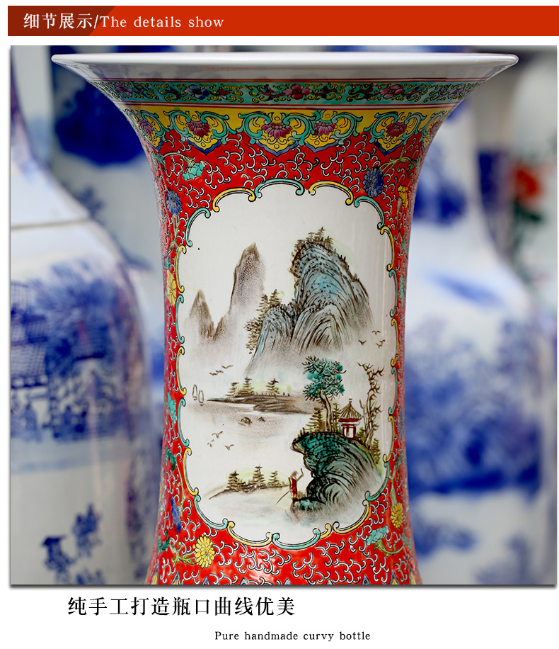 Hand made landscapes jingdezhen famille rose porcelain vase landing place to live in the sitting room shops opening gifts