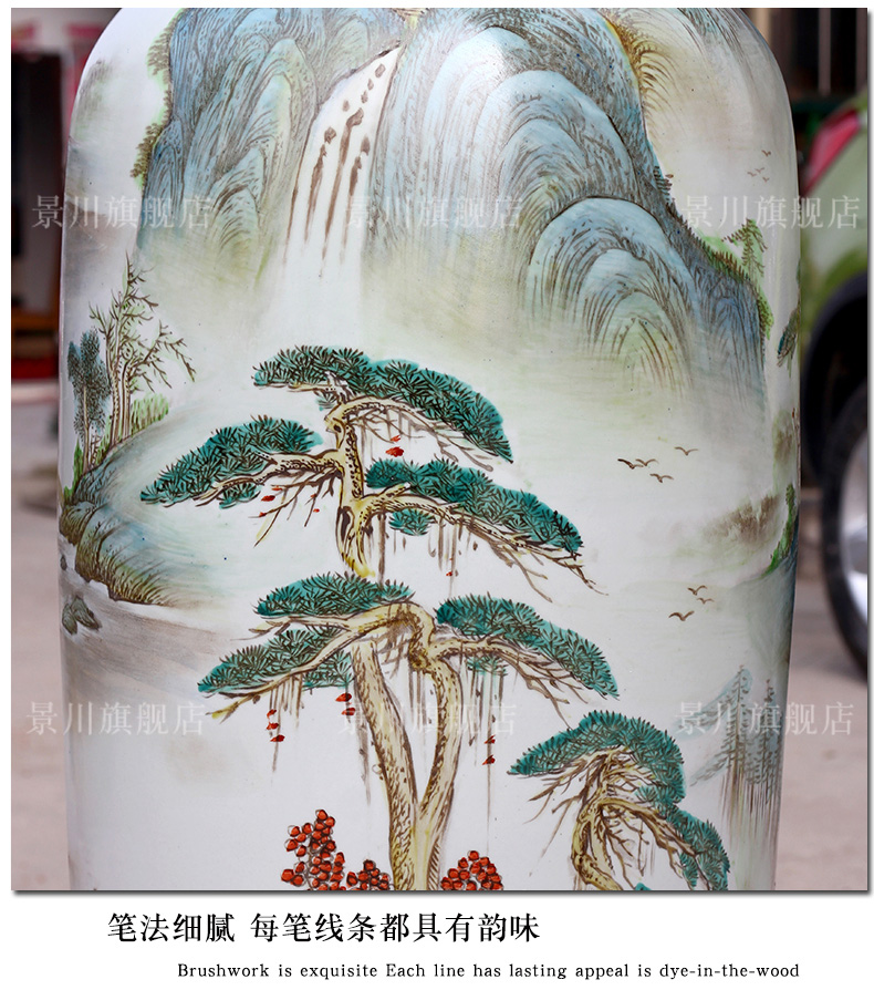 Hand made pastel rich landscape painting big sitting room of large porcelain of jingdezhen ceramics vase furnishing articles