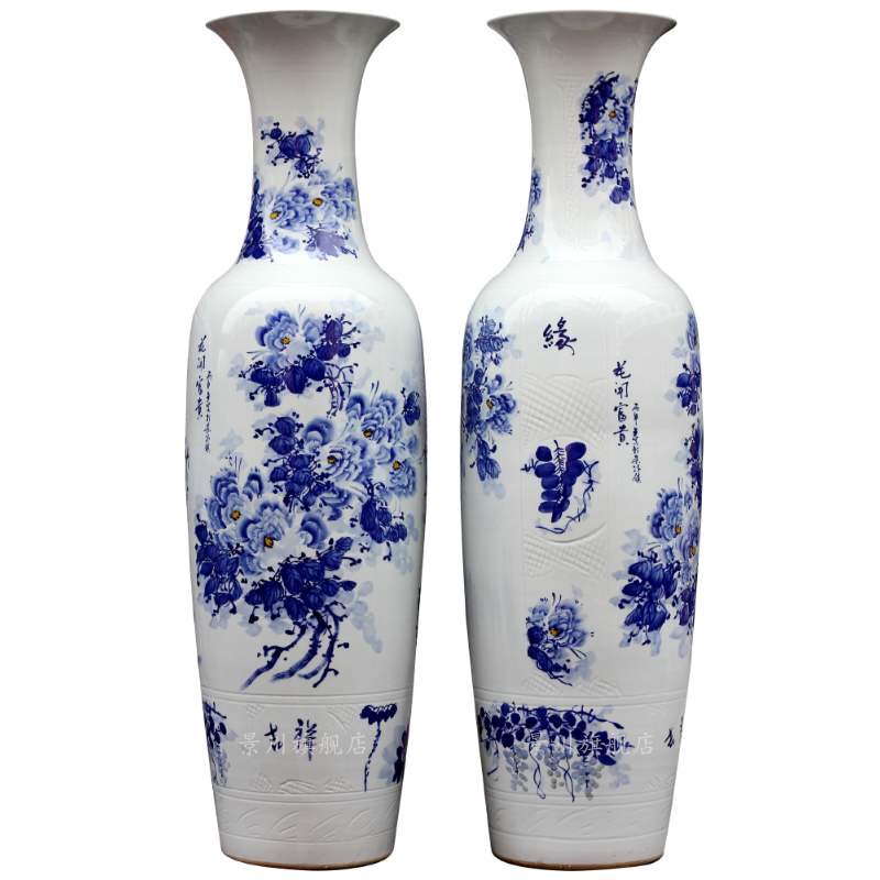 Jingdezhen ceramic hand - made blooming flowers large vases, flower arrangement home sitting room hotel office furnishing articles