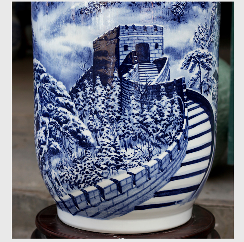 Blue and white porcelain hand - made wanli glory of jingdezhen ceramic vase home sitting room place study adornment to receive goods