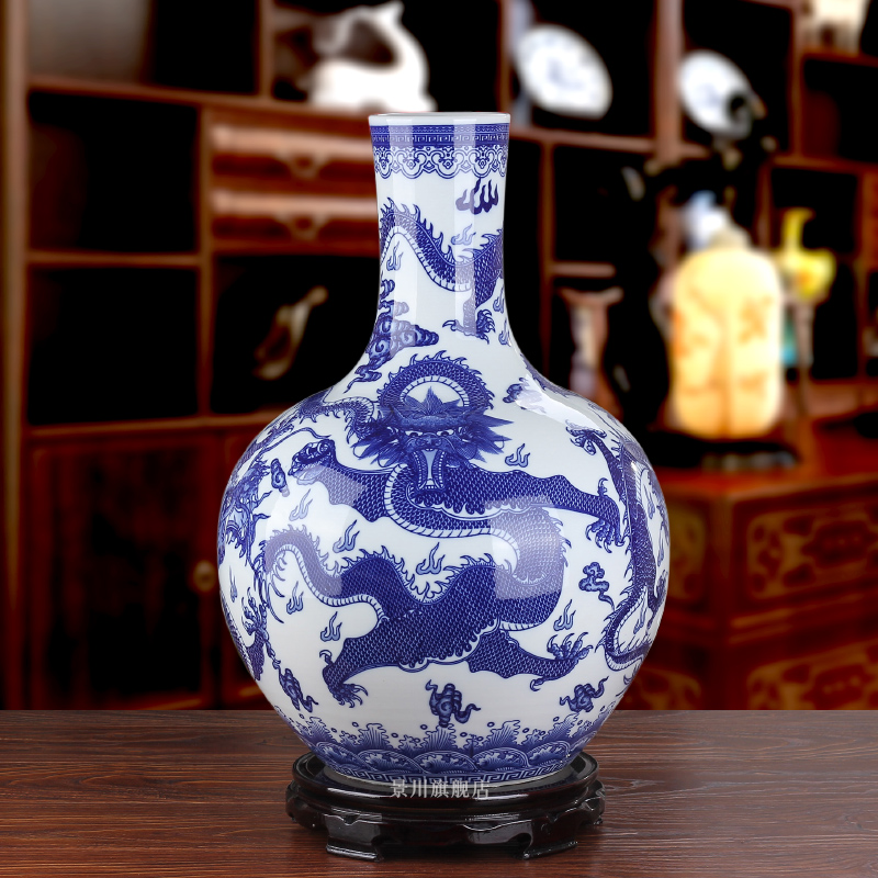 Jingdezhen ceramics imitation GuLongWen celestial mesa of blue and white porcelain vases, flower home sitting room adornment is placed