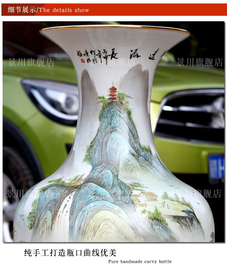 Hand made pastel rich landscape painting big sitting room of large porcelain of jingdezhen ceramics vase furnishing articles