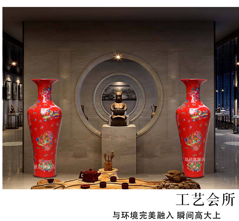 Jingdezhen ceramic Chinese red in extremely good fortune of large vases, flower arrangement home sitting room hotel office furnishing articles