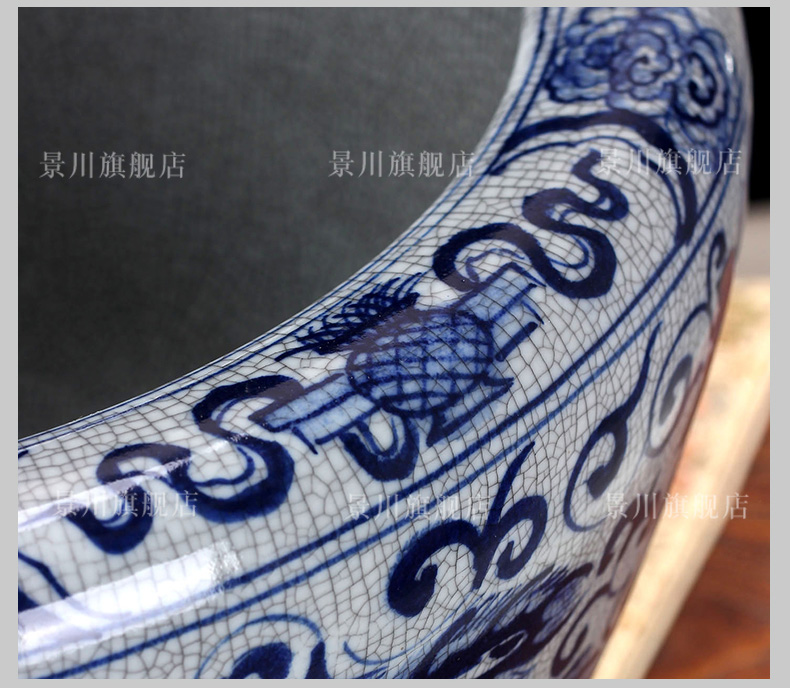 Hand - made on crack longfeng archaize aquarium blue and white porcelain jingdezhen ceramics sleep bowl lotus painting and calligraphy tortoise cylinder