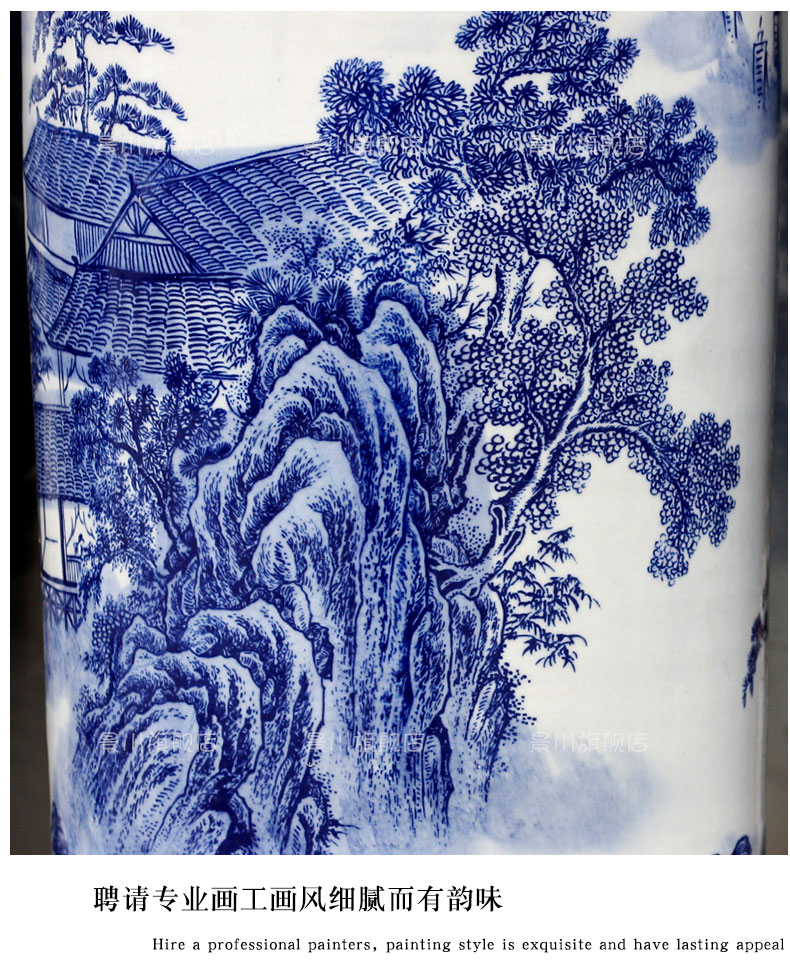 Jingdezhen blue and white porcelain is hand - made landscape painting ceramic quiver of large vases, furnishing articles home sitting room accessory products