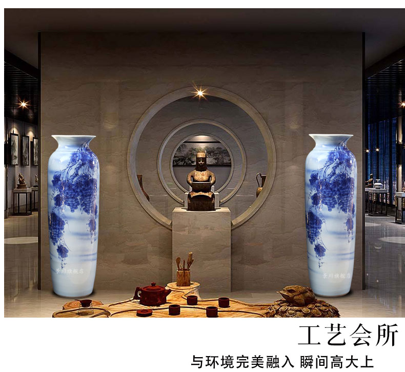 Hand made lotus fish landing big vase quiver of jingdezhen ceramics for wining years home sitting room hotel furnishing articles